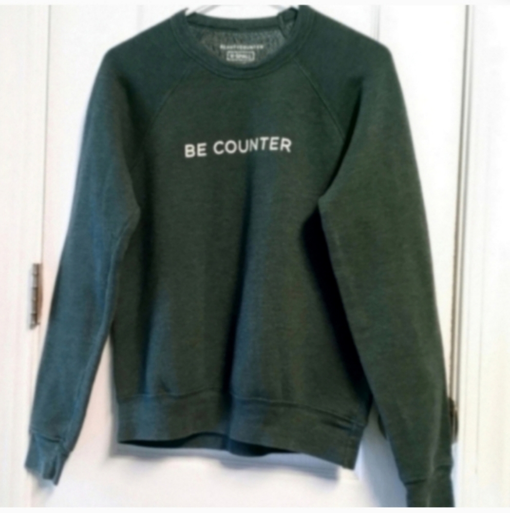 Beautycounter Forest Green Crewneck Sweatshirt Women's XS White Spellout